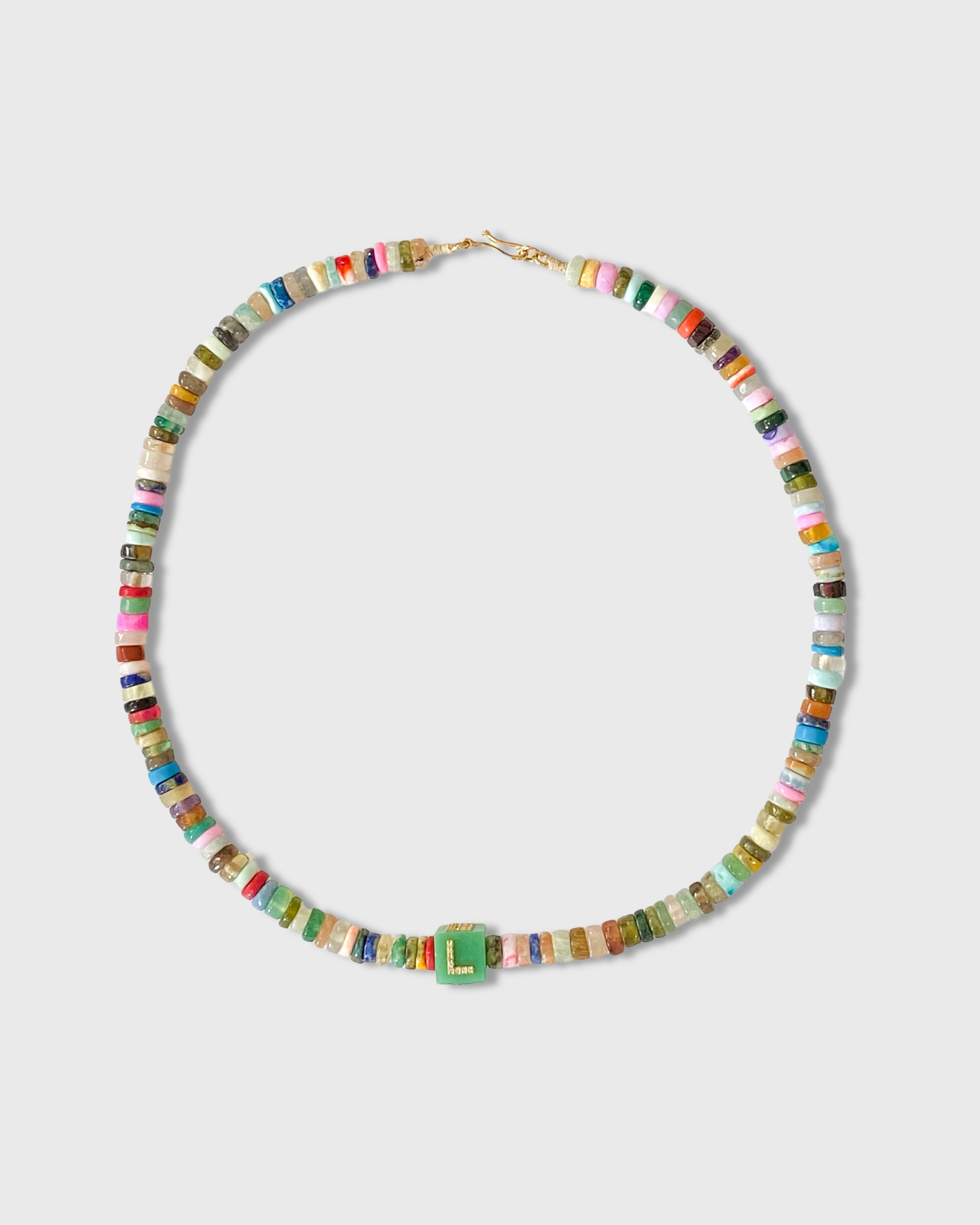 Collier Cubix LOVE en perle de pierre fine chrysoprase et pierre précieuse diamant et or 9k - multicolor - Tamara Taichman
