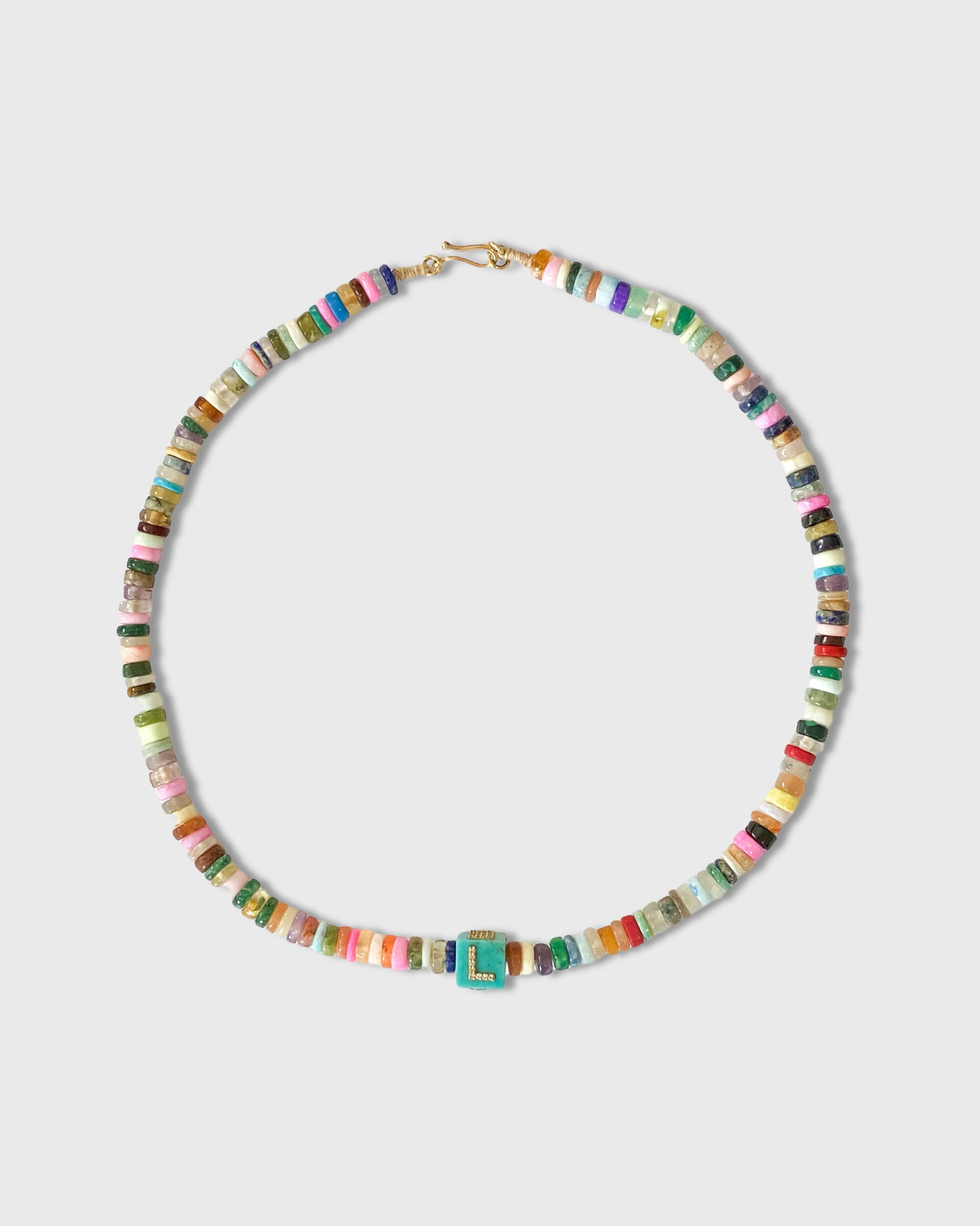 Collier Cubix LOVE en perle de pierre fine turquoise pierre précieuse diamant et or 9k - multicolor - Tamara Taichman