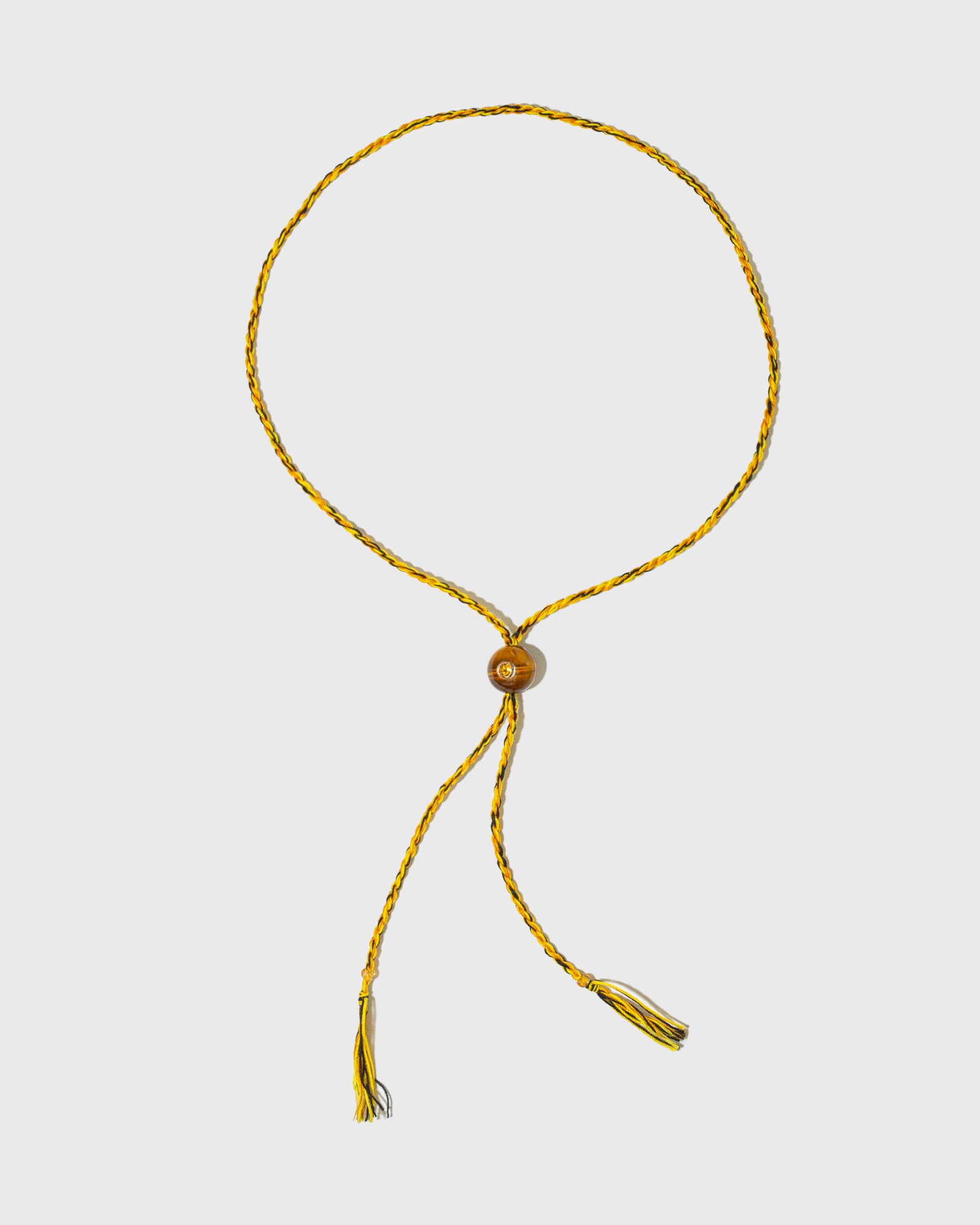 Collier Candy avec cordon coton pierre fine oeil de tigre citrine et or 9k - jaune - Tamara Taichman