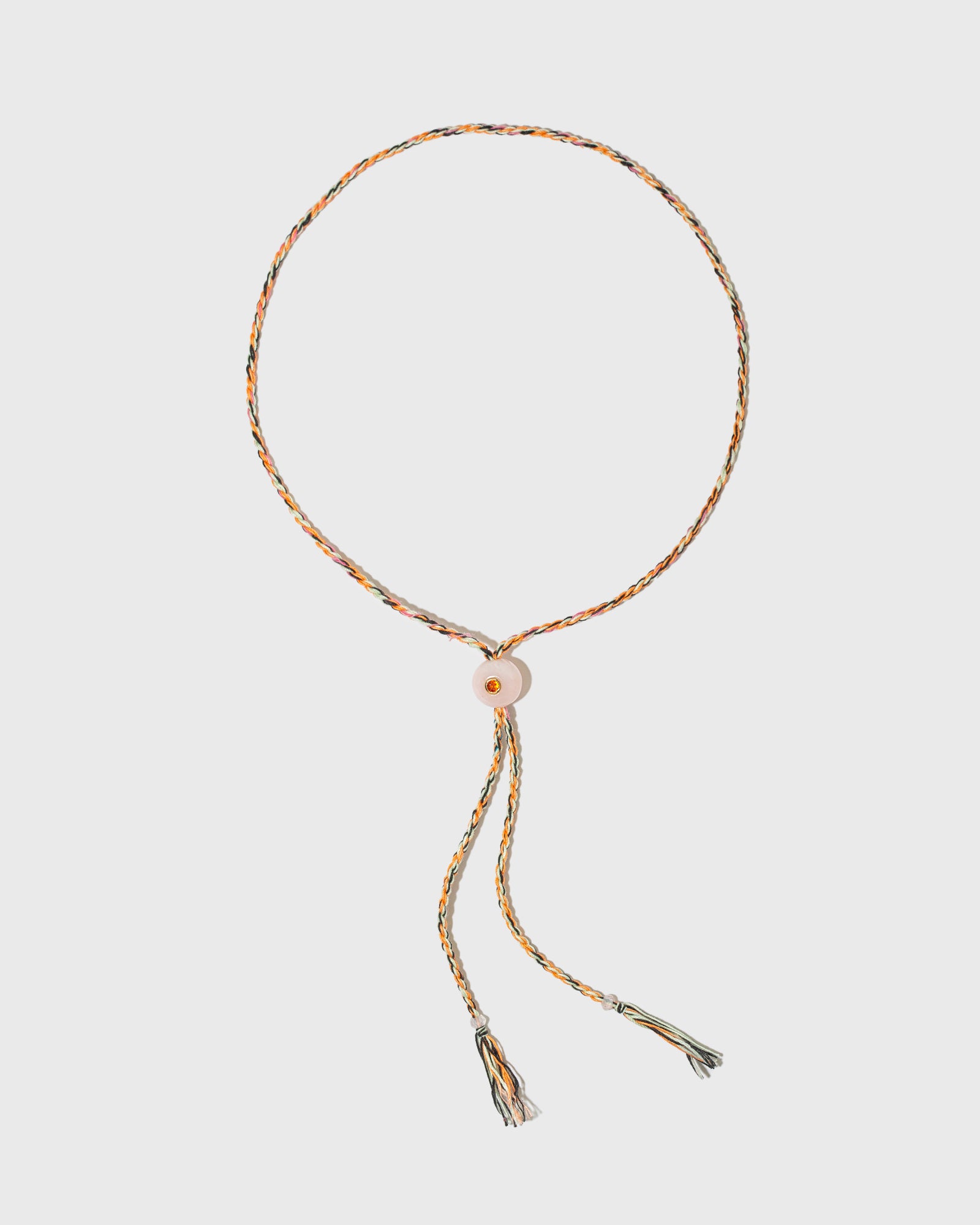 Collier Candy avec cordon en coton pierre fine opale pierre précieuse saphir et or 9k - orange - Tamara Taichman