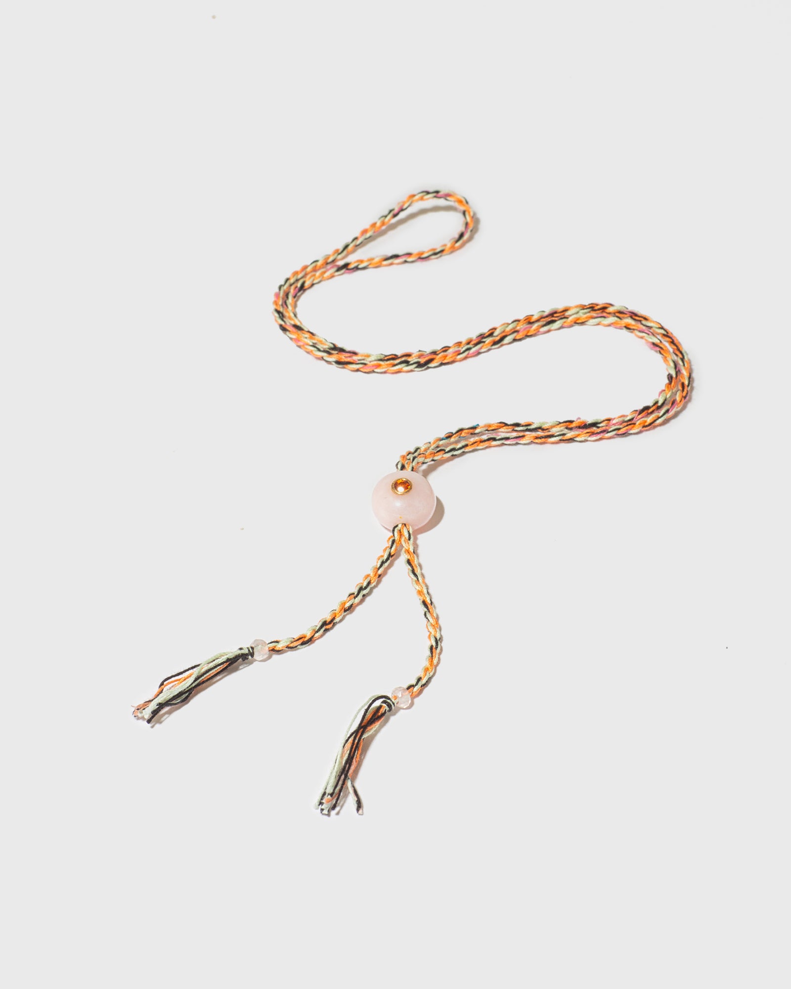 Collier Candy avec cordon en coton pierre fine opale pierre précieuse saphir et or 9k - orange - Tamara Taichman