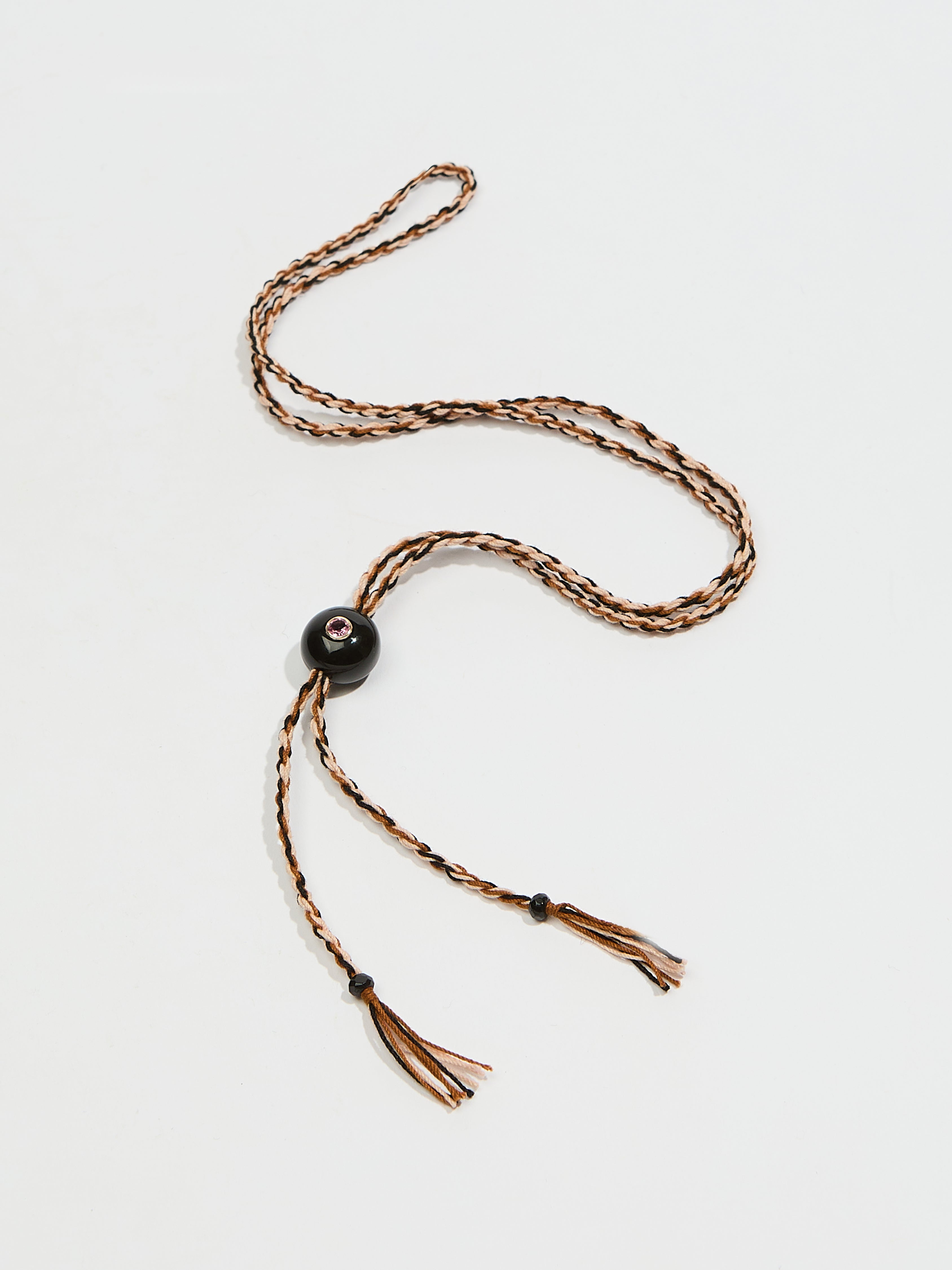 Collier Candy avec cordon coton pierre fine onyx tourmaline et or 9k - noir - Tamara Taichman