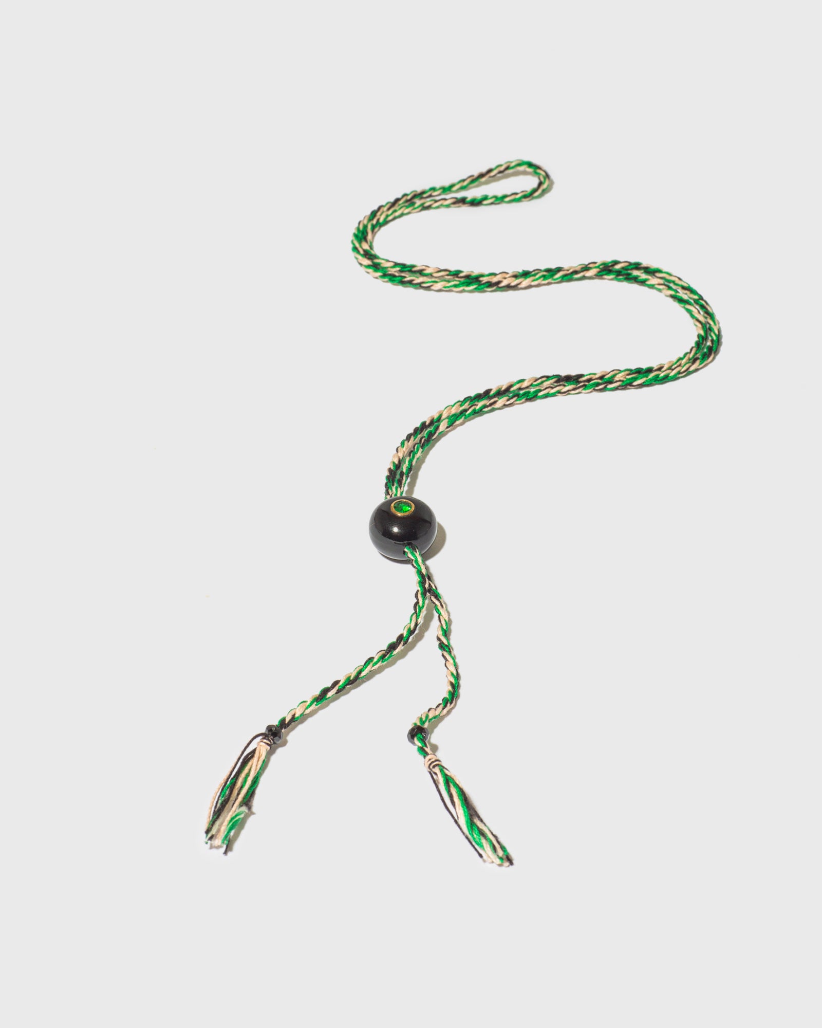 Collier Candy avec cordon coton pierre fine onyx tsavorite et or 9k - noir - Tamara Taichman