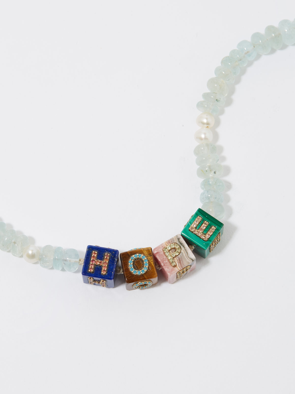 Collier Cubix HOPE en perle de pierre fine lapis oeil de tigre rhodochrosite malachite turquoise peridot tourmaline aigue-marine et pierre précieuse saphir et or 9k - multicolor - Tamara Taichman