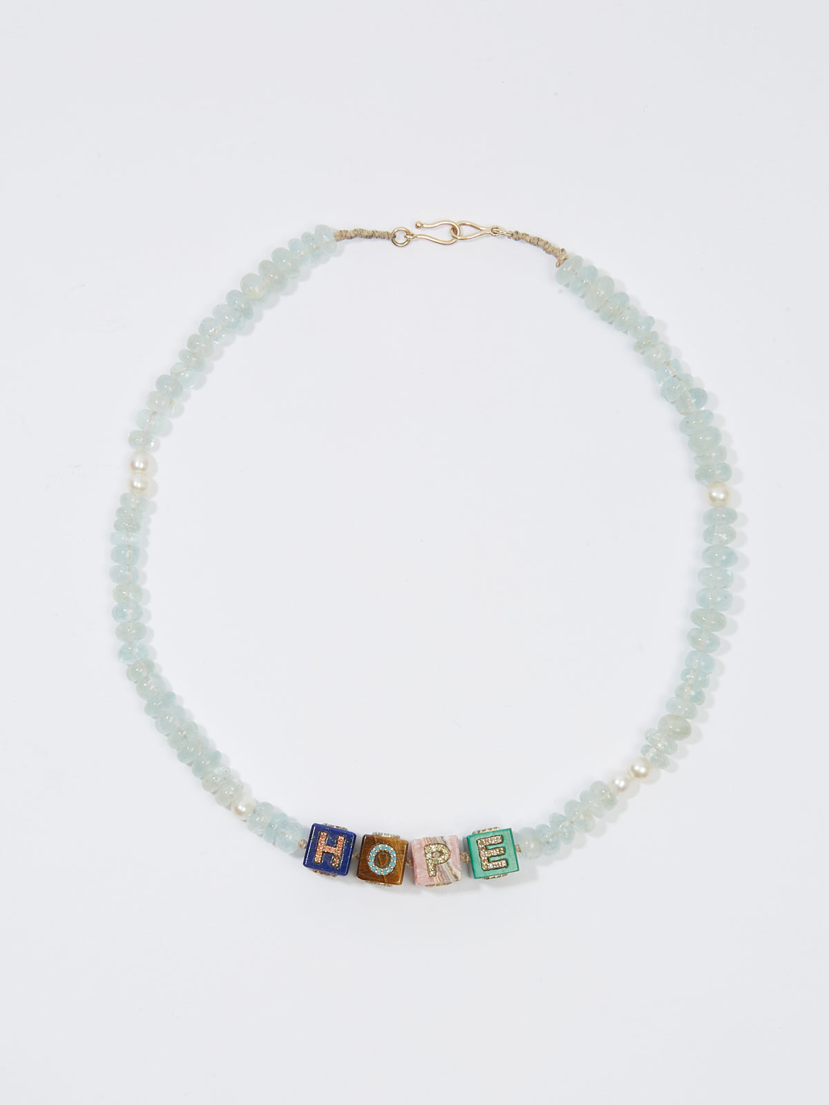 Collier Cubix HOPE en perle de pierre fine lapis oeil de tigre rhodochrosite malachite turquoise peridot tourmaline aigue-marine et pierre précieuse saphir et or 9k - multicolor - Tamara Taichman