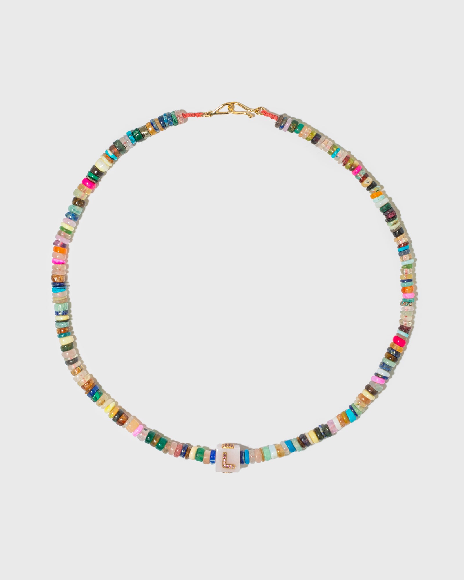 Collier Cubix LOVE en perle de pierre fine opale et pierre précieuse rubis et or 9k - multicolor - Tamara Taichman