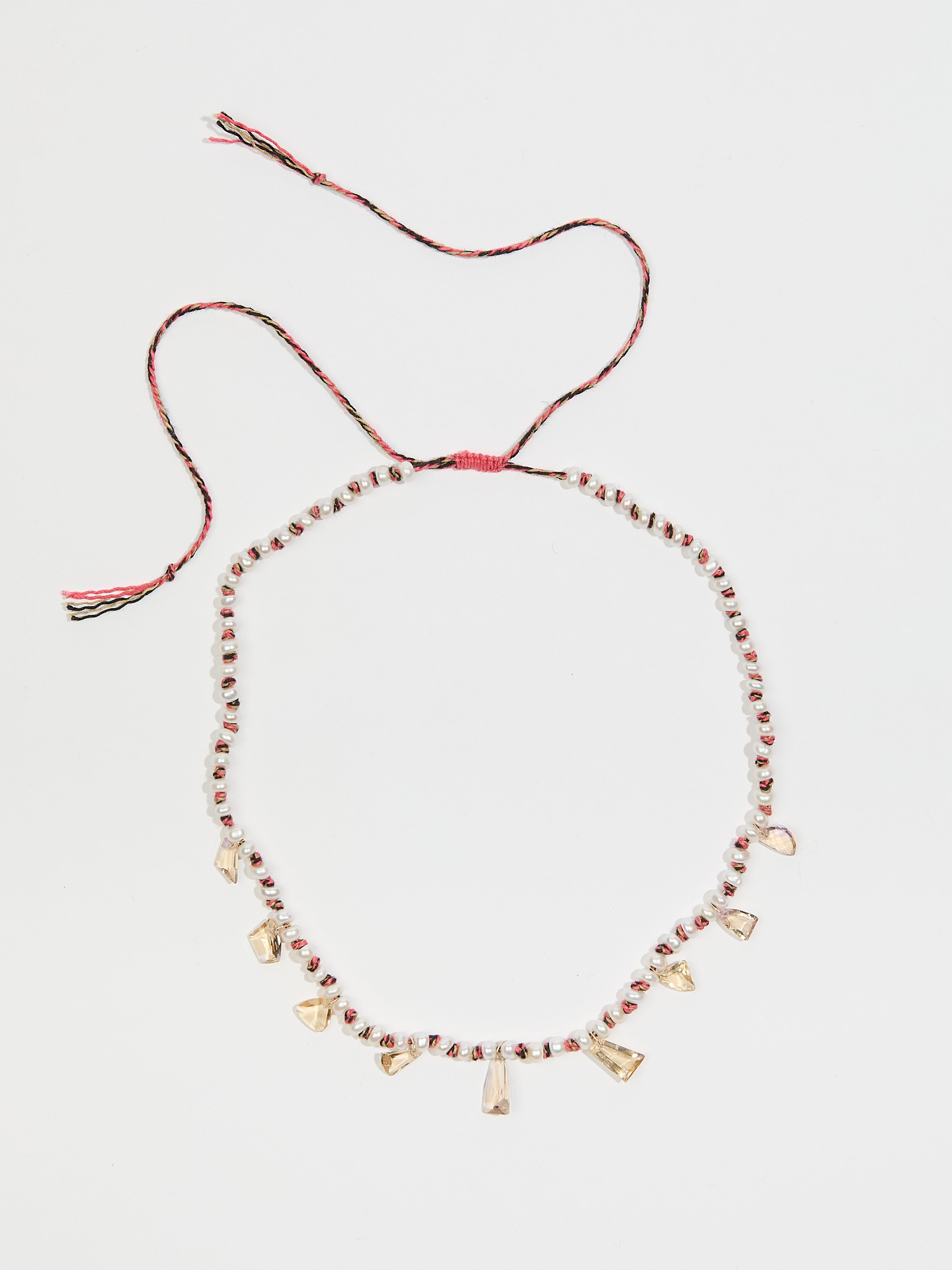 Collier Léa en perle d'eau douce pierre fine citrine et or 9k - blanc - Tamara Taichman