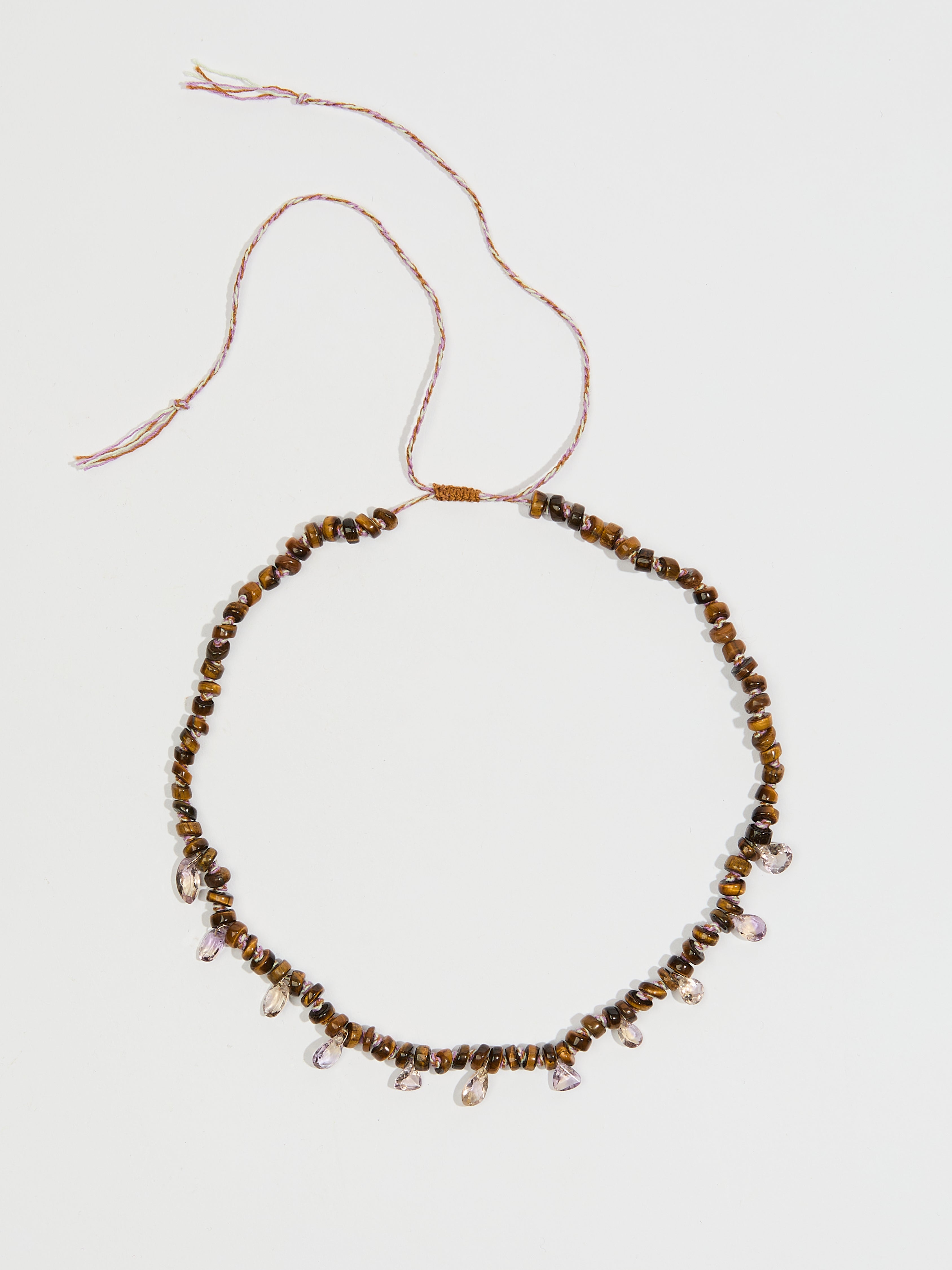 Collier Léa en pierre fine oeil de tigre amétrine et or 9k - marron - Tamara Taichman