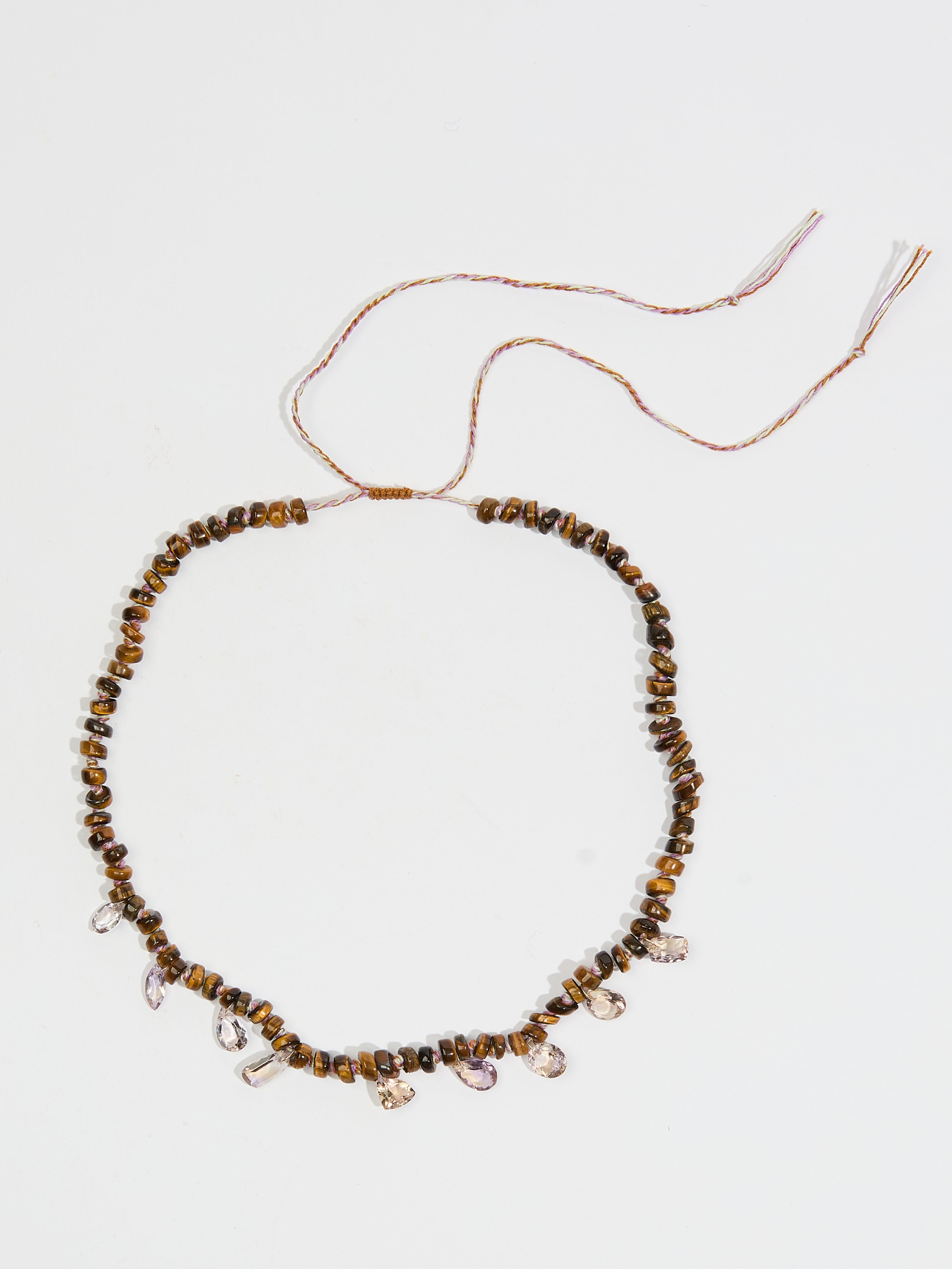 Collier Léa en pierre fine oeil de tigre amétrine et or 9k - marron - Tamara Taichman