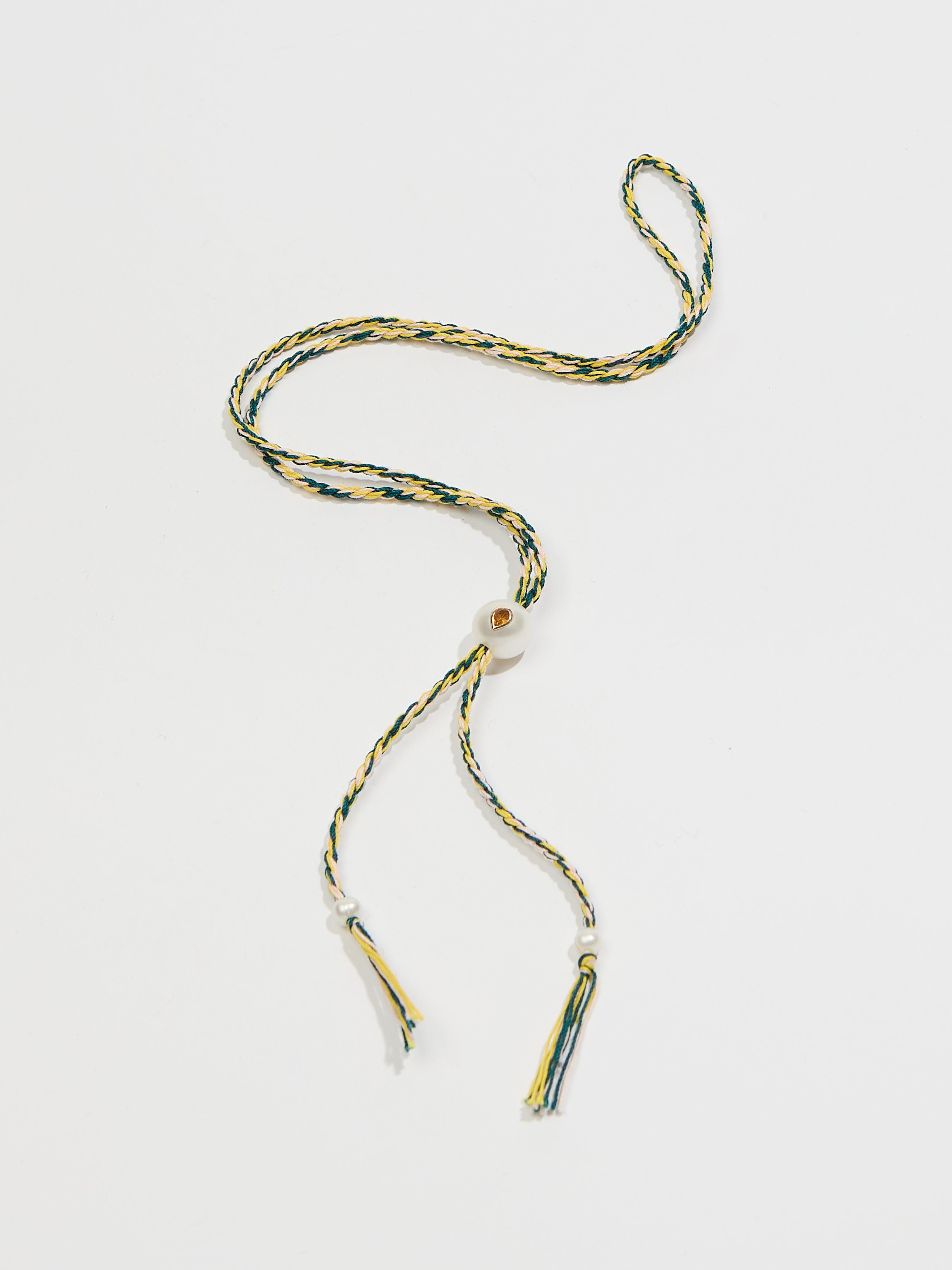 Collier Scarlett avec cordon en coton perle pierre fine tourmaline et or 9k - jaune - Tamara Taichman