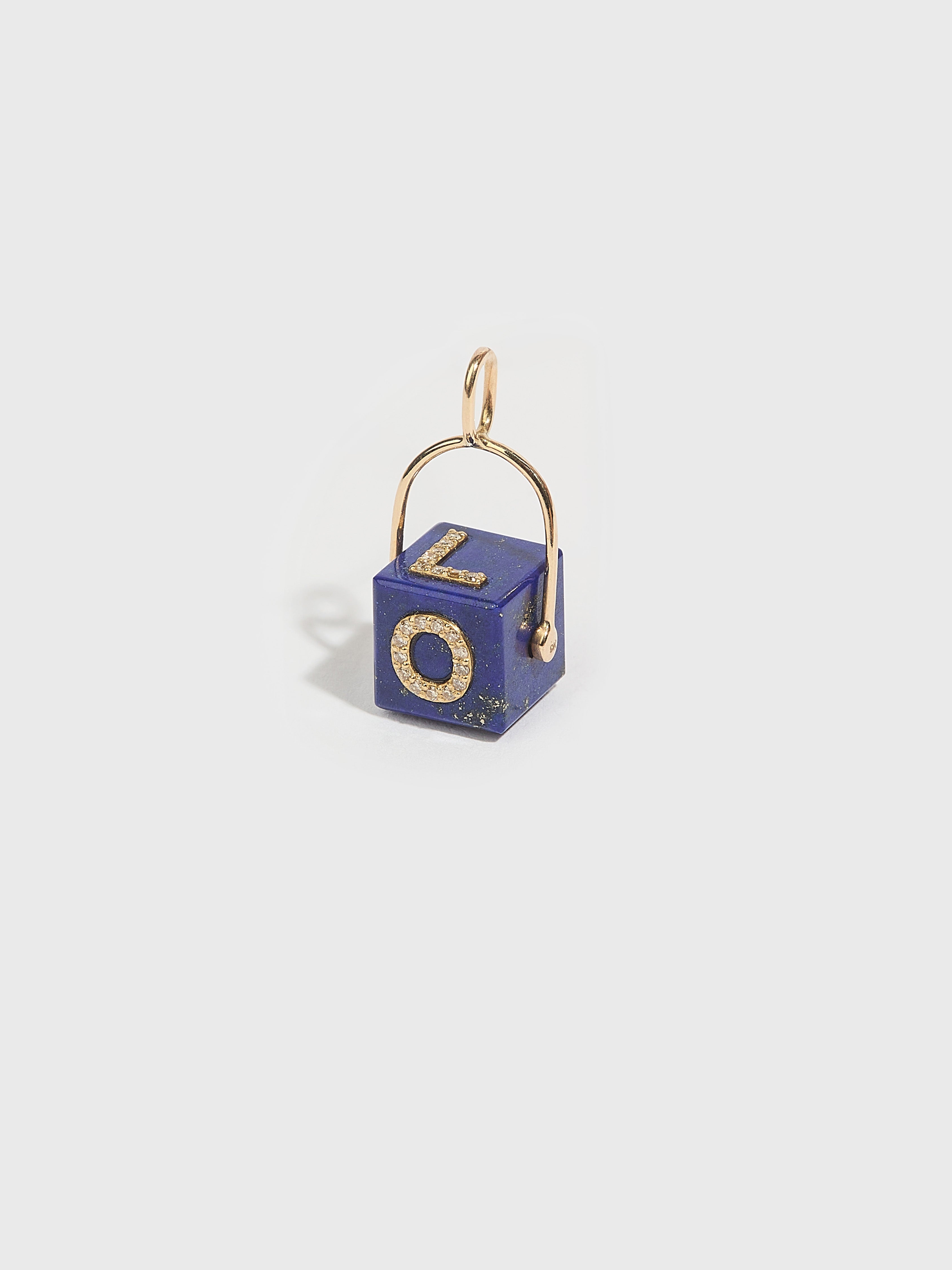 Pendentif Cubix LOVE en pierre fine lapis pierre précieuse diamant et or 9k - bleu - Tamara Taichman