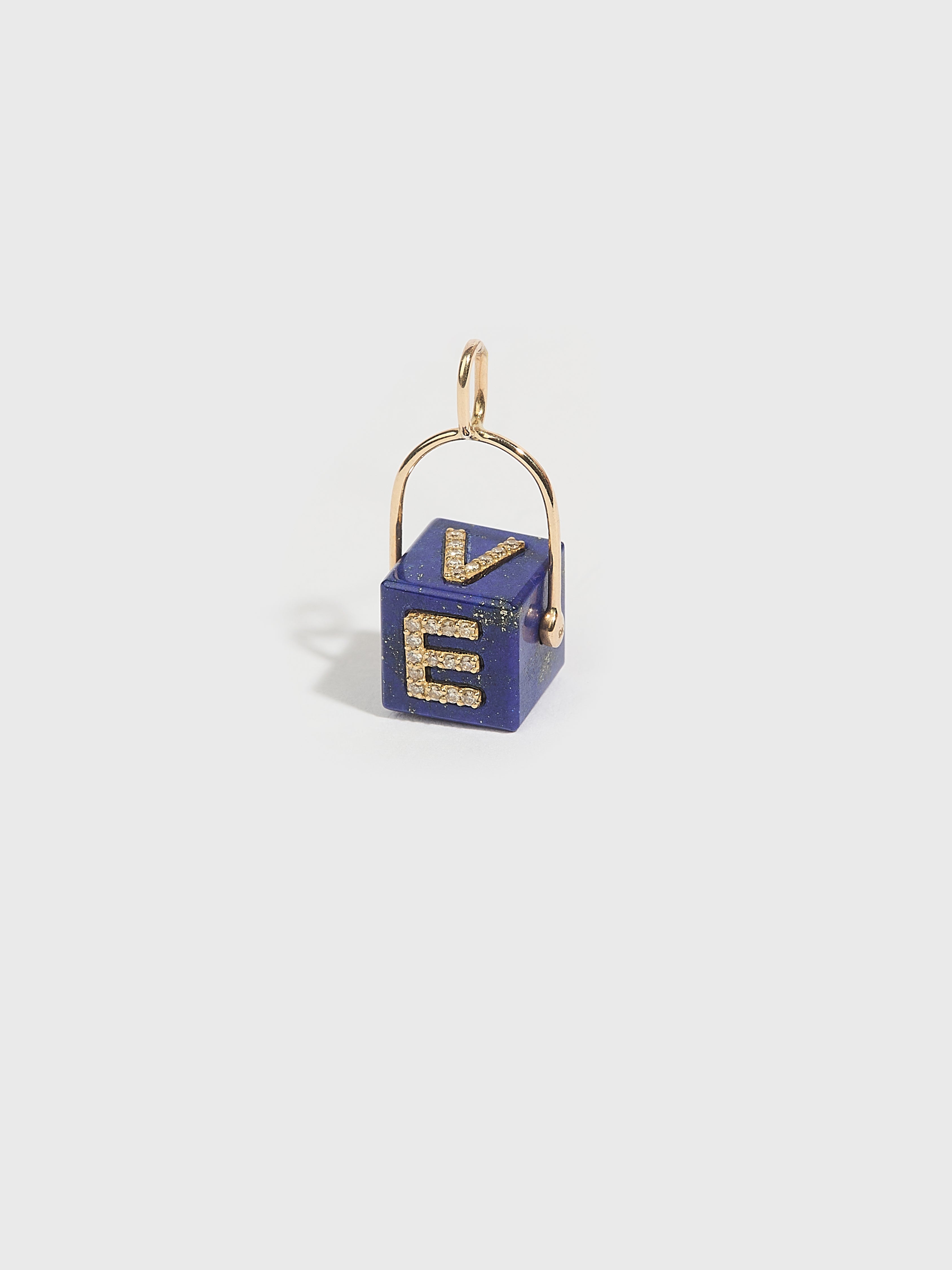 Pendentif Cubix LOVE en pierre fine lapis pierre précieuse diamant et or 9k - bleu - Tamara Taichman