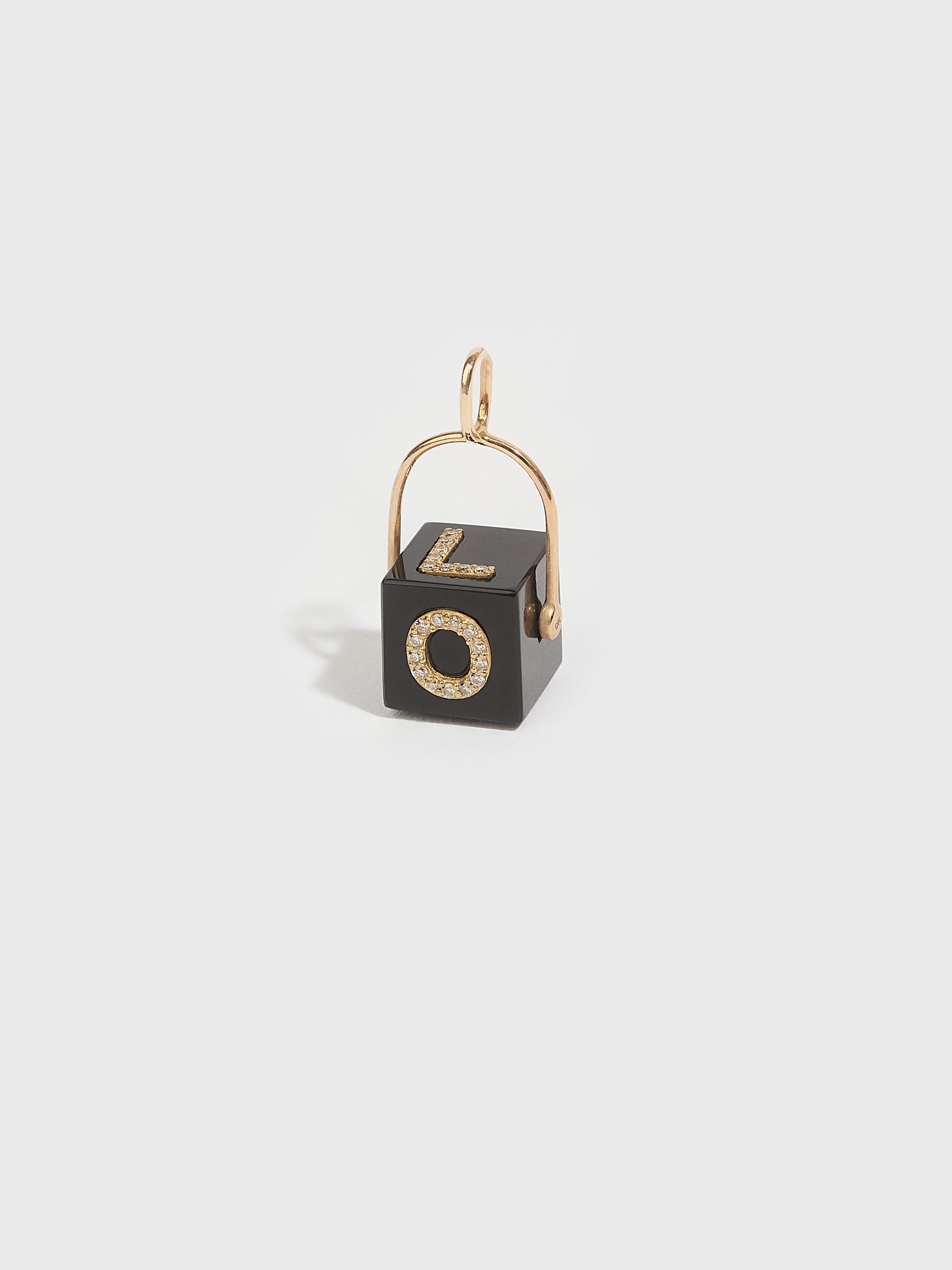 Pendentif Cubix LOVE en pierre fine onyx pierre précieuse diamant et or 9k - noir - Tamara Taichman
