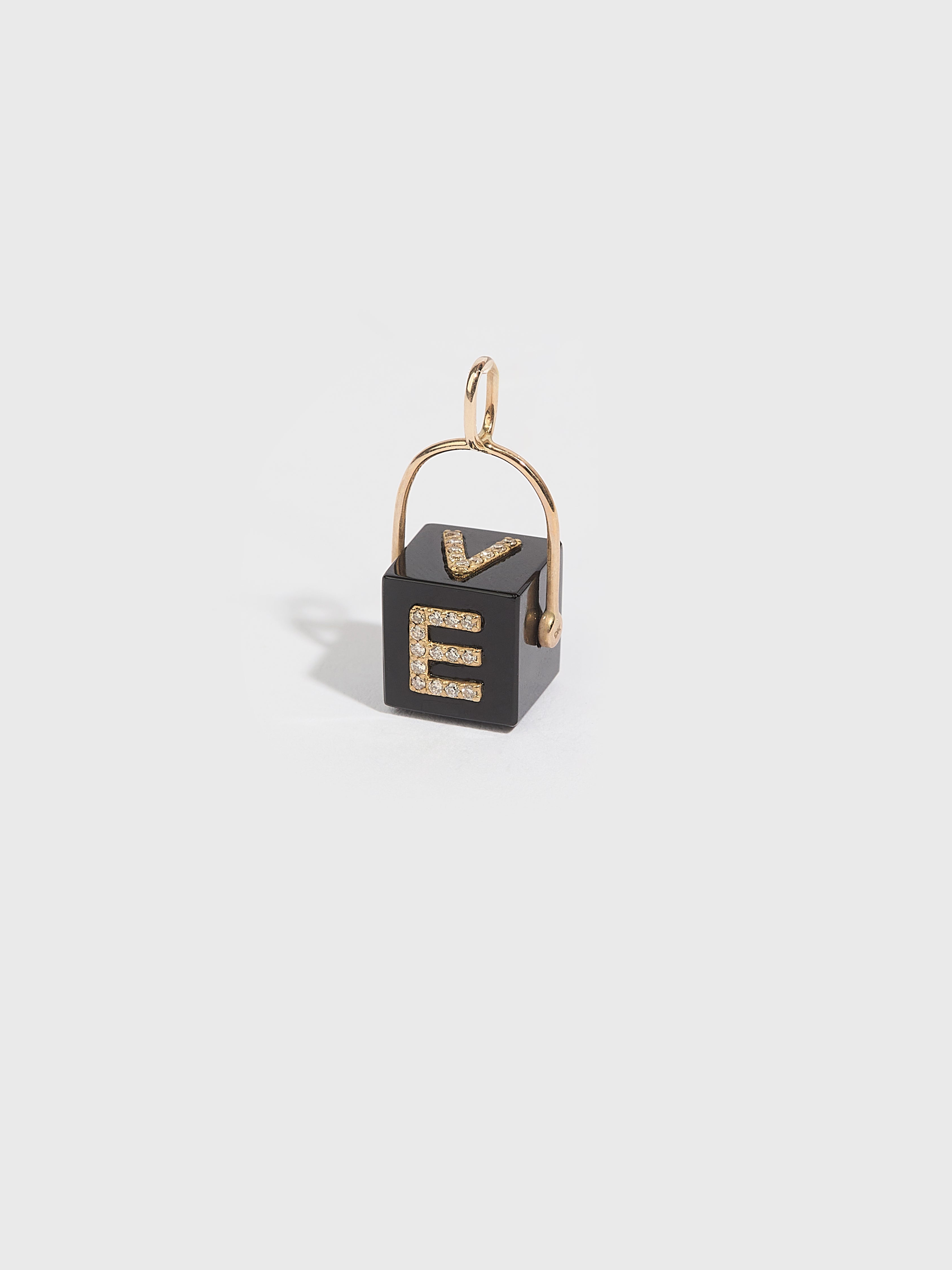Pendentif Cubix LOVE en pierre fine onyx pierre précieuse diamant et or 9k - noir - Tamara Taichman
