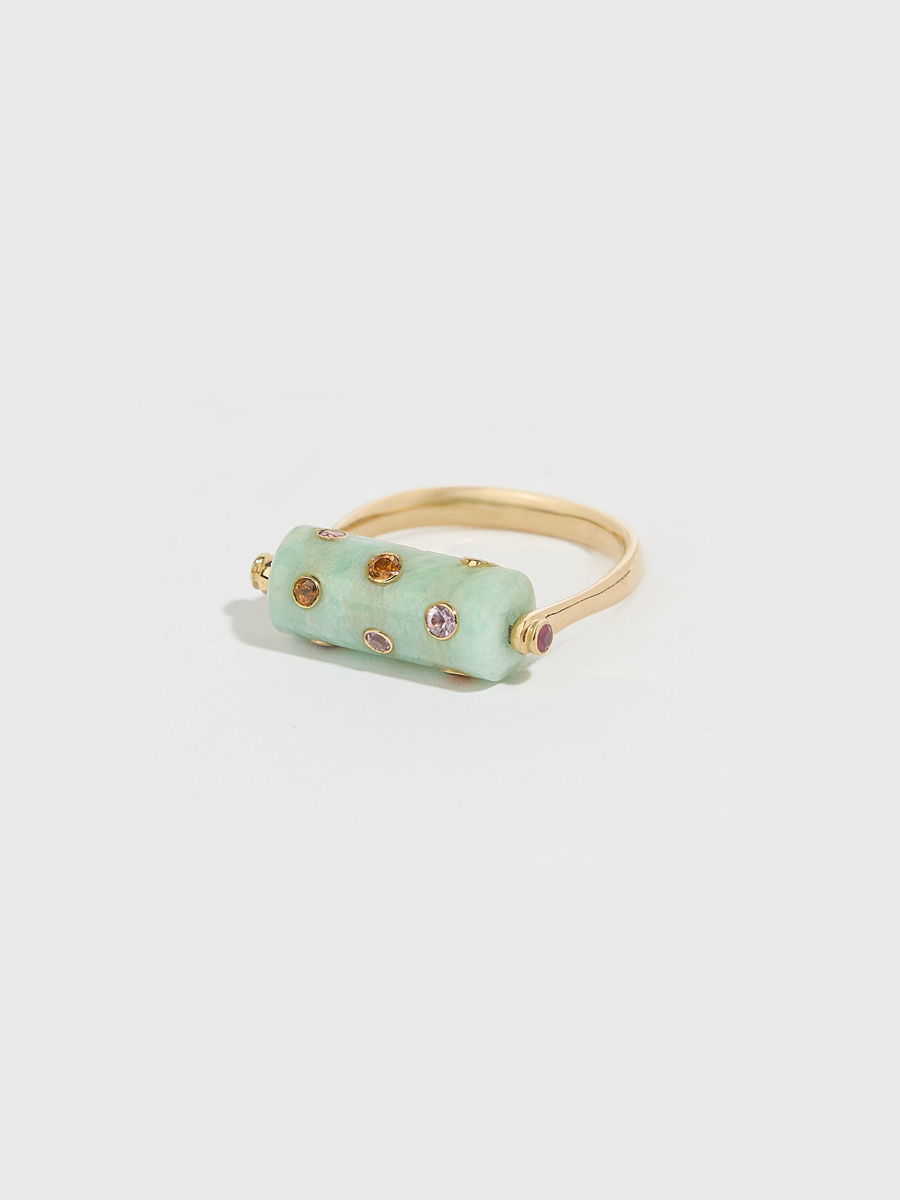 Bague Mila en pierre fine aigue-marine et pierre précieuses saphir et or 14k - bleu - Tamara Taichman