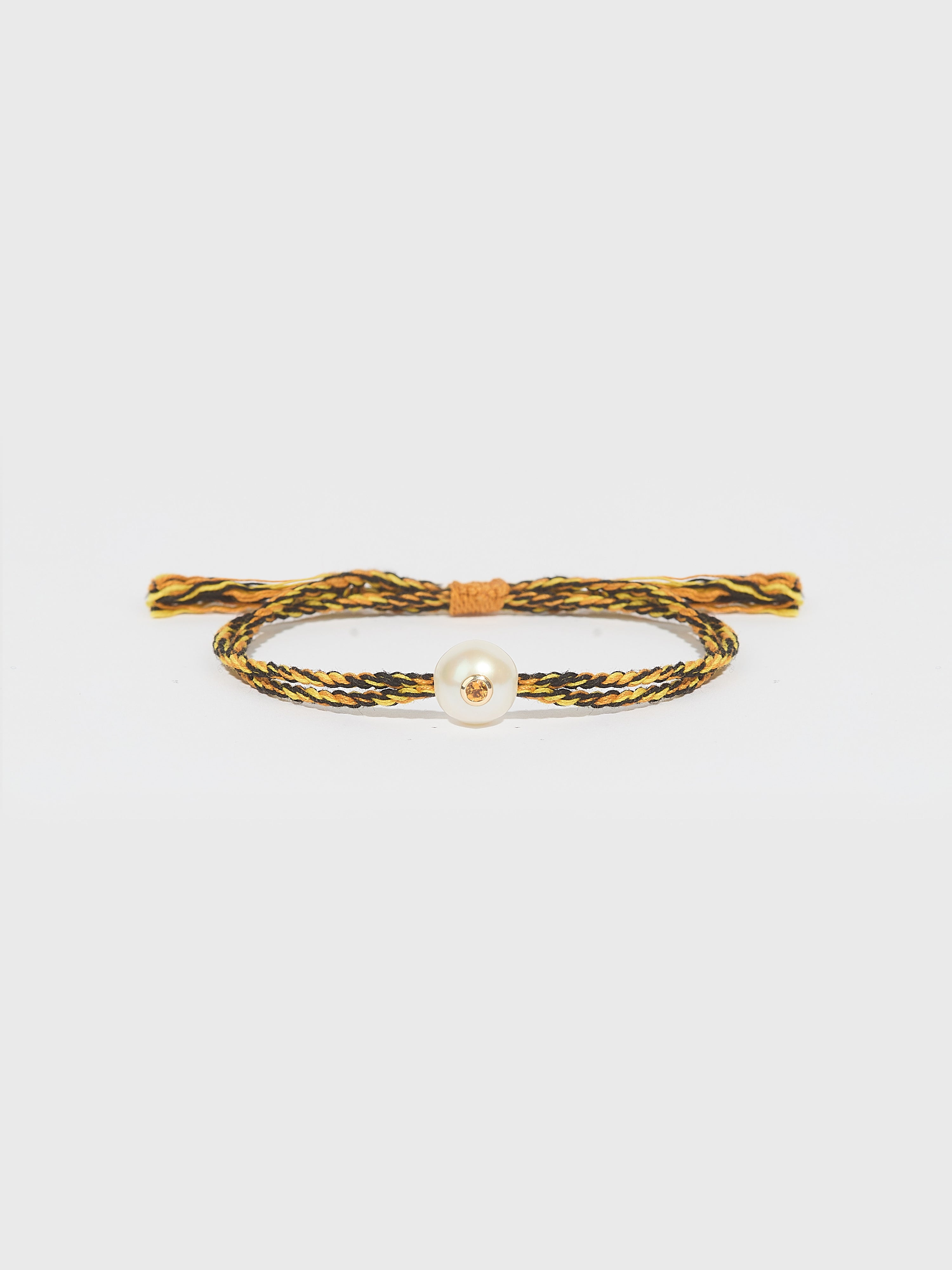 Bracelet Scarlett cordon en coton en perle pierre fine citrine et or 9k - jaune - Tamara Taichman