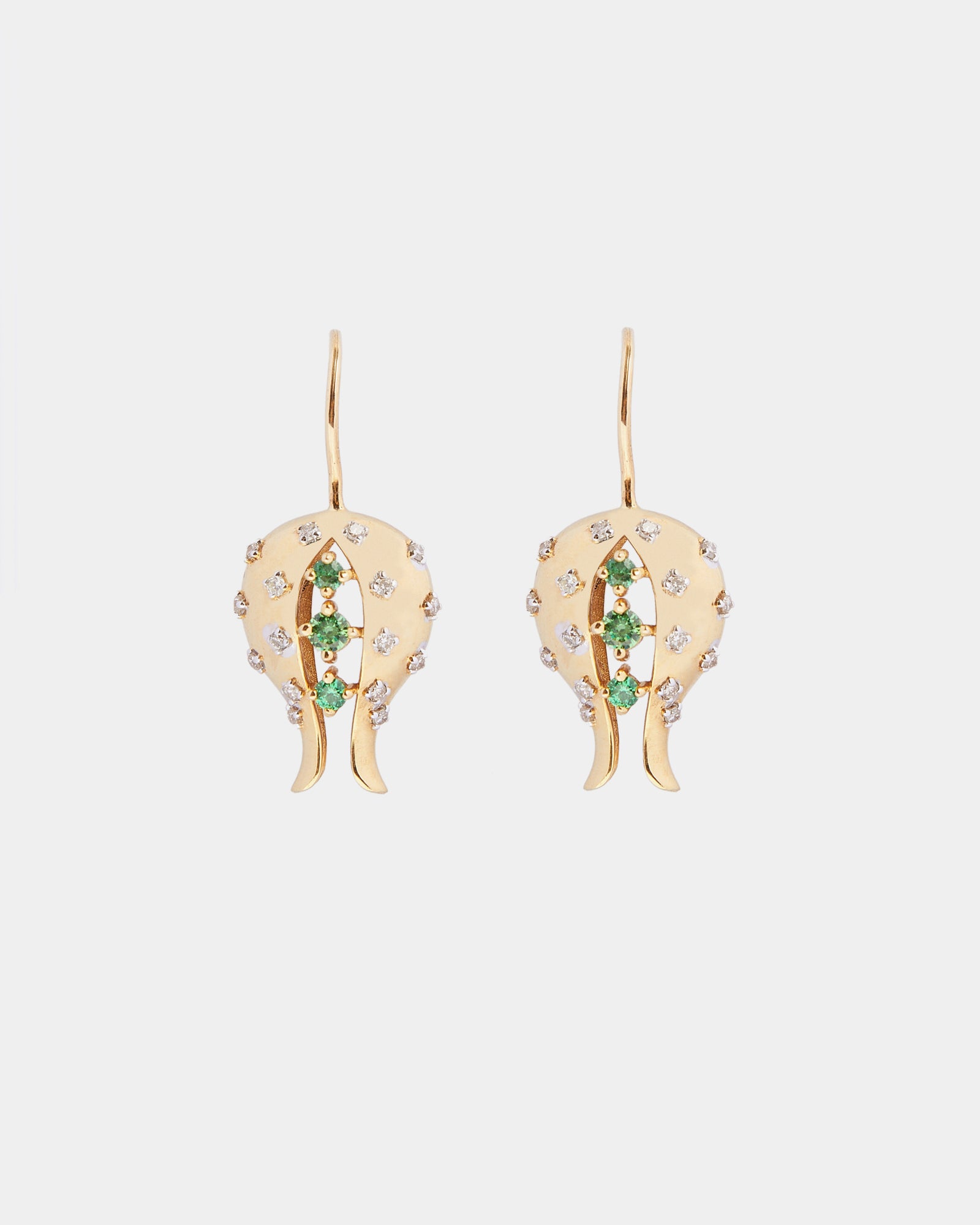 Boucles d'oreilles en or 14k pierre fine tsavorite pierre précieuse diamant - vert - Tamara Taichman