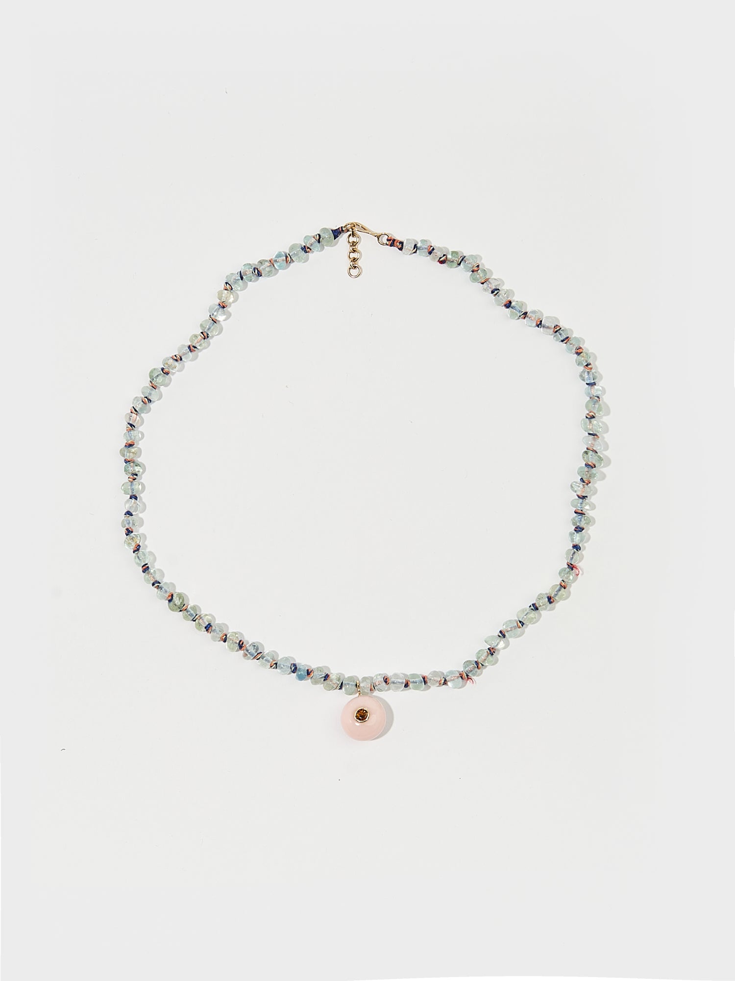 Collier Candy en perle de pierre fine aigue-marine opale citrine et or 9k - bleu et rose - Tamara Taichman