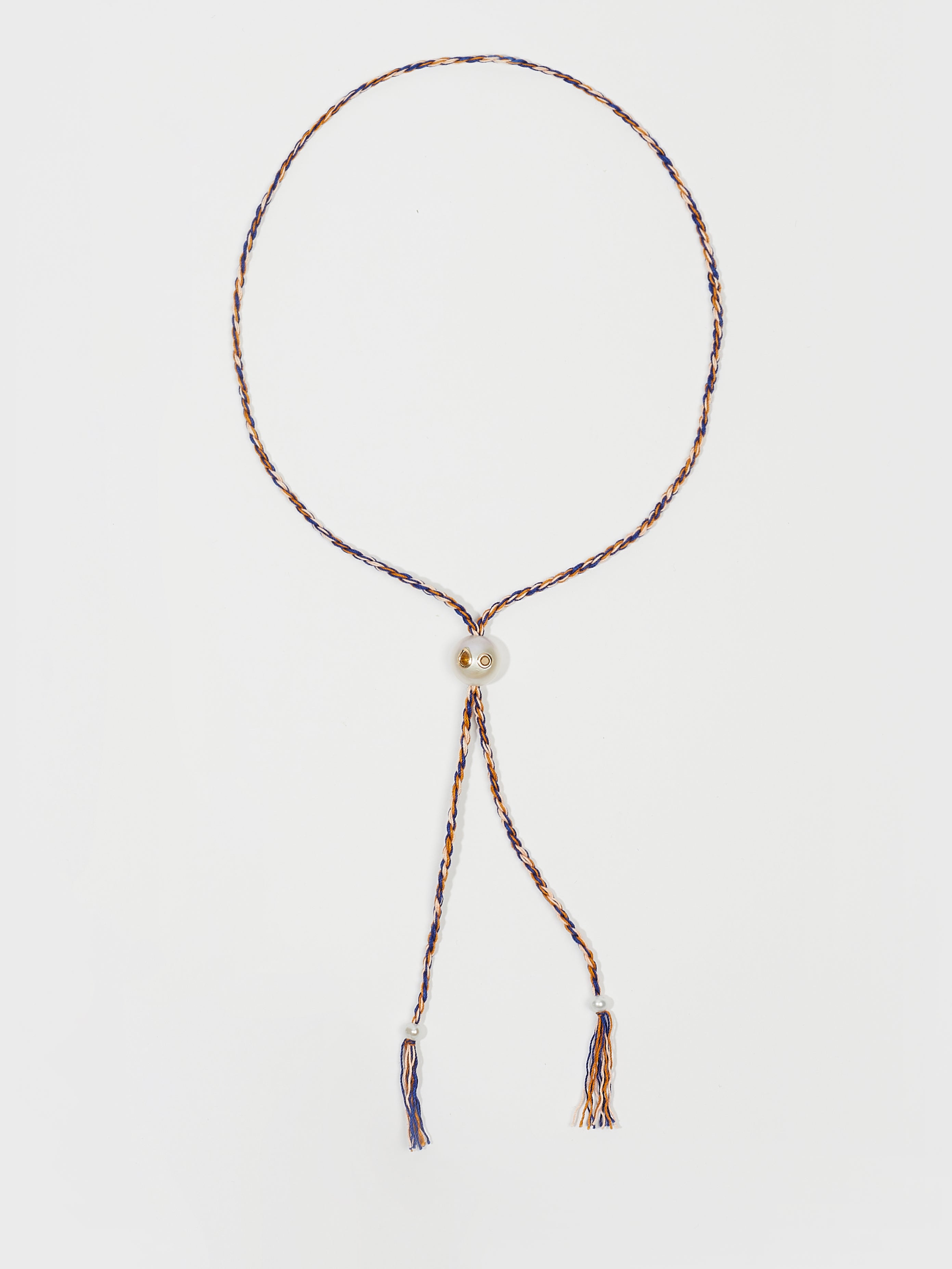Collier Scarlett avec cordon en coton perle d'eau douce pierre fine citrine et or 9k - multicolor - Tamara Taichman
