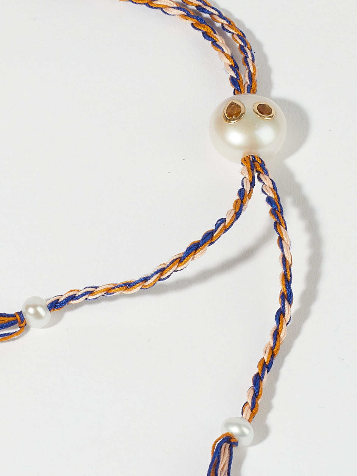 Collier Scarlett avec cordon en coton perle d'eau douce pierre fine citrine et or 9k - multicolor - Tamara Taichman
