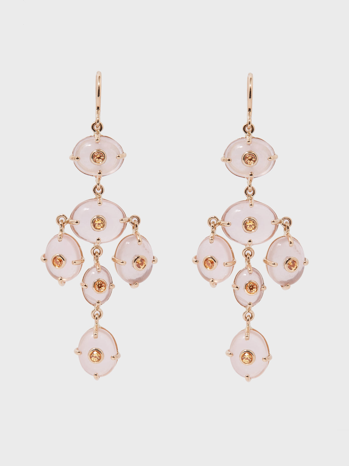 Boucles d'oreilles Dora en or 14k pierre fine améthyste et quartz - rose et orange - Tamara Taichman