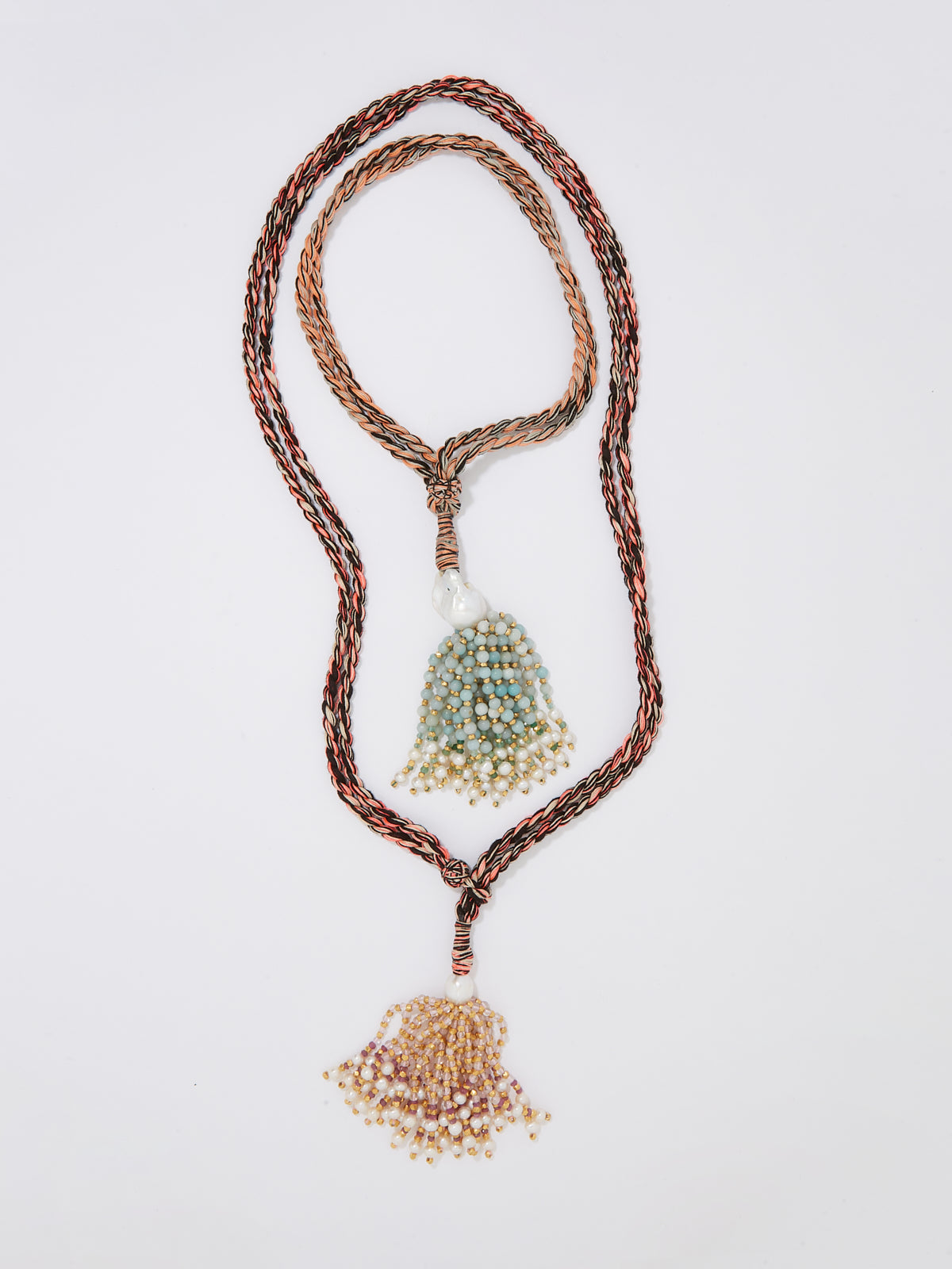 Pompom long necklace